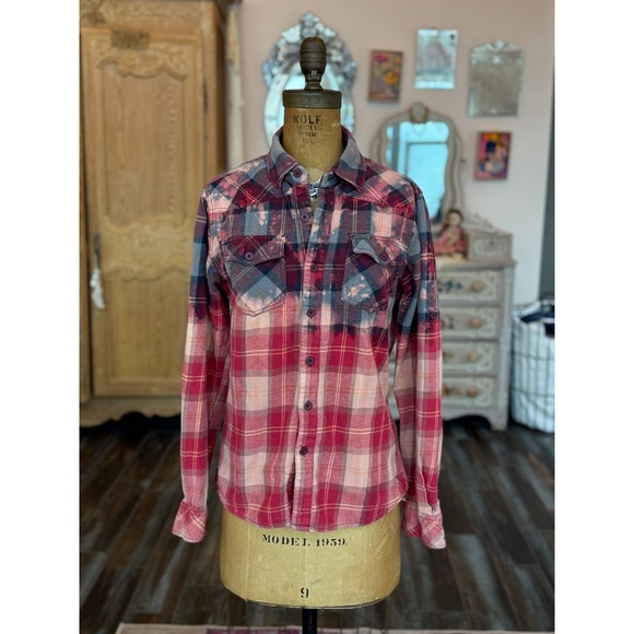 Upcycled/Reworked Flannel Shirt| Vintage Cat Patchwork| Cottage Core| XS - Picture 6 of 6